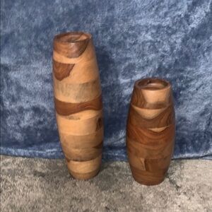 Natural Wood Vase Set